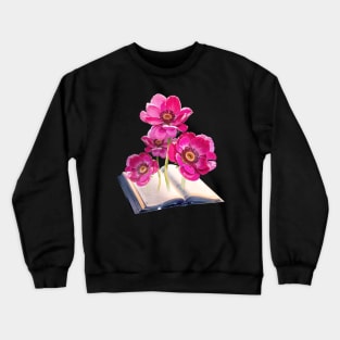 Book Of Flower, Flower Book, Flower And Book Crewneck Sweatshirt